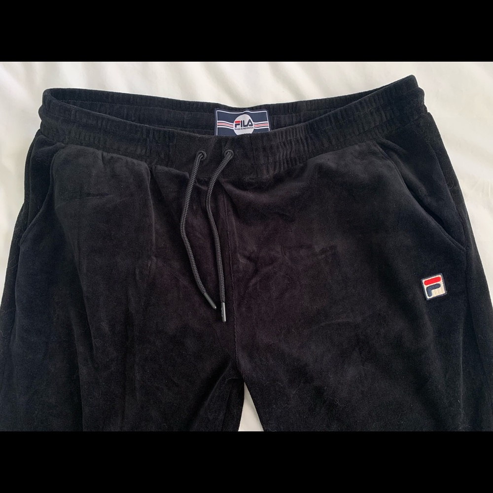 COPY - Fila black velour sweatpants; size L